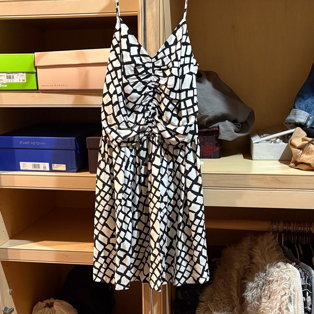Parker Black and White Geometric Mini Dress